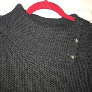 Ann Taylor waffle weave cowl neck gray tunic sweater Sz L EUC (worn once).